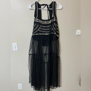 Free People Black Beaded Sheer Dress